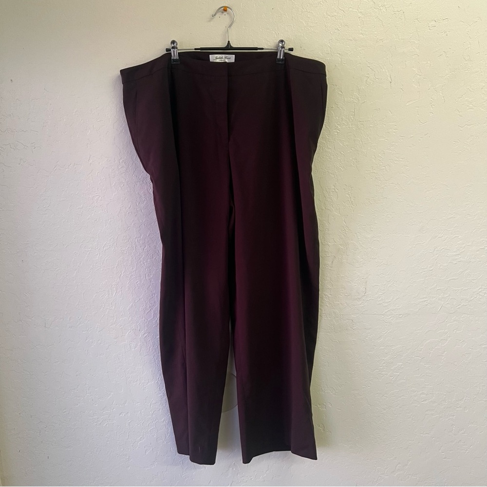 Judith Hart Brown Poly Rayon Spandex Tab Closure Bootcut Dress Pants Sz 22 GUC